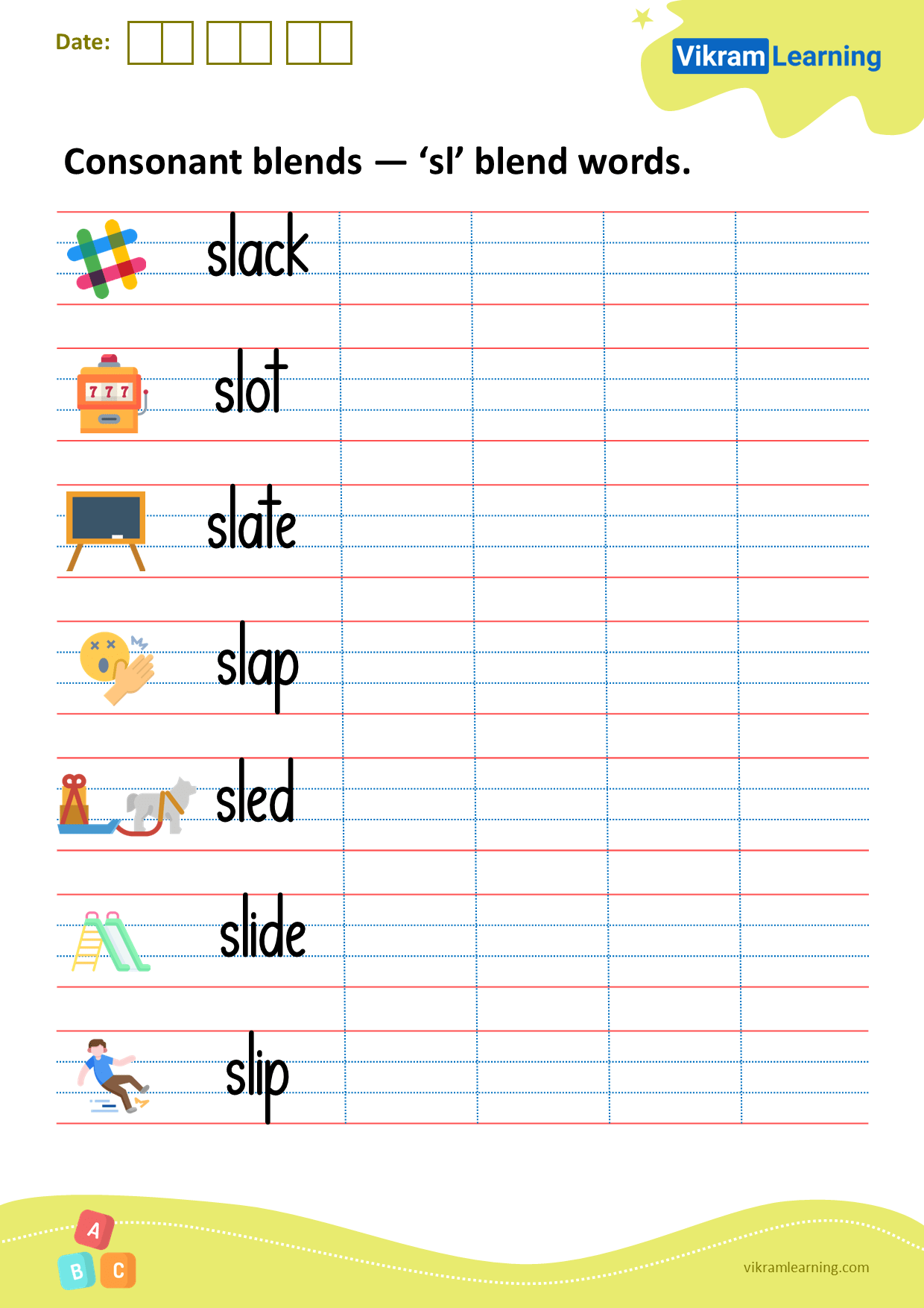 Download consonant blends worksheets for free | vikramlearning.com