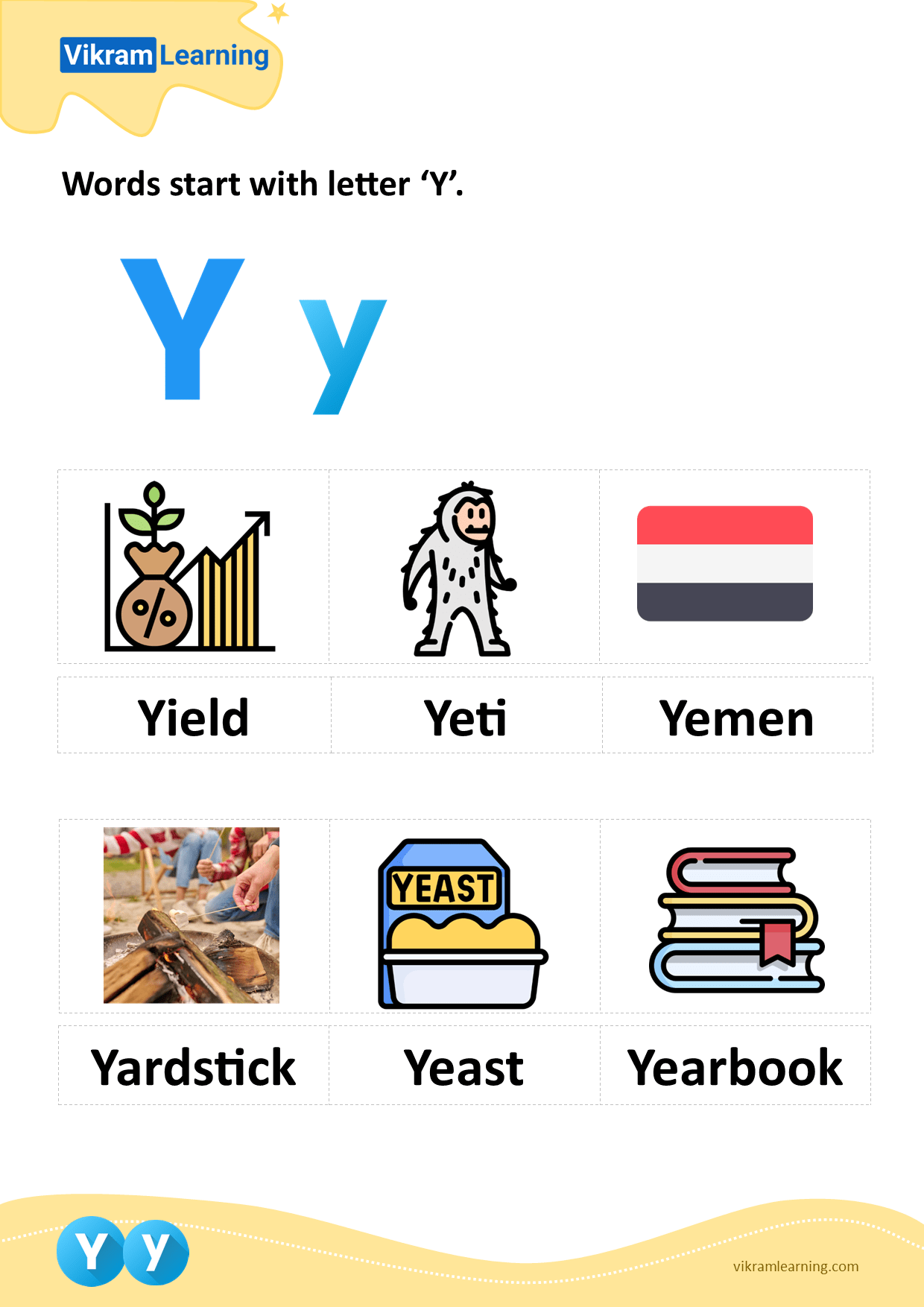 Download y letter words worksheets for free | vikramlearning.com