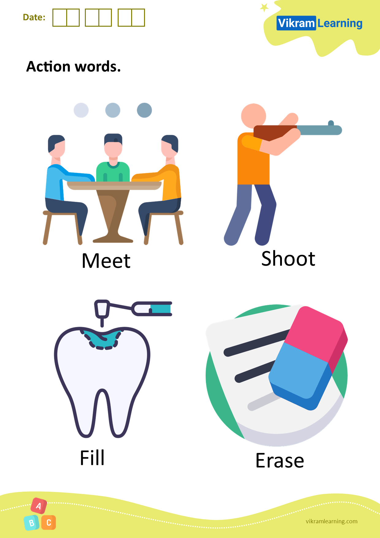 Download action words worksheets