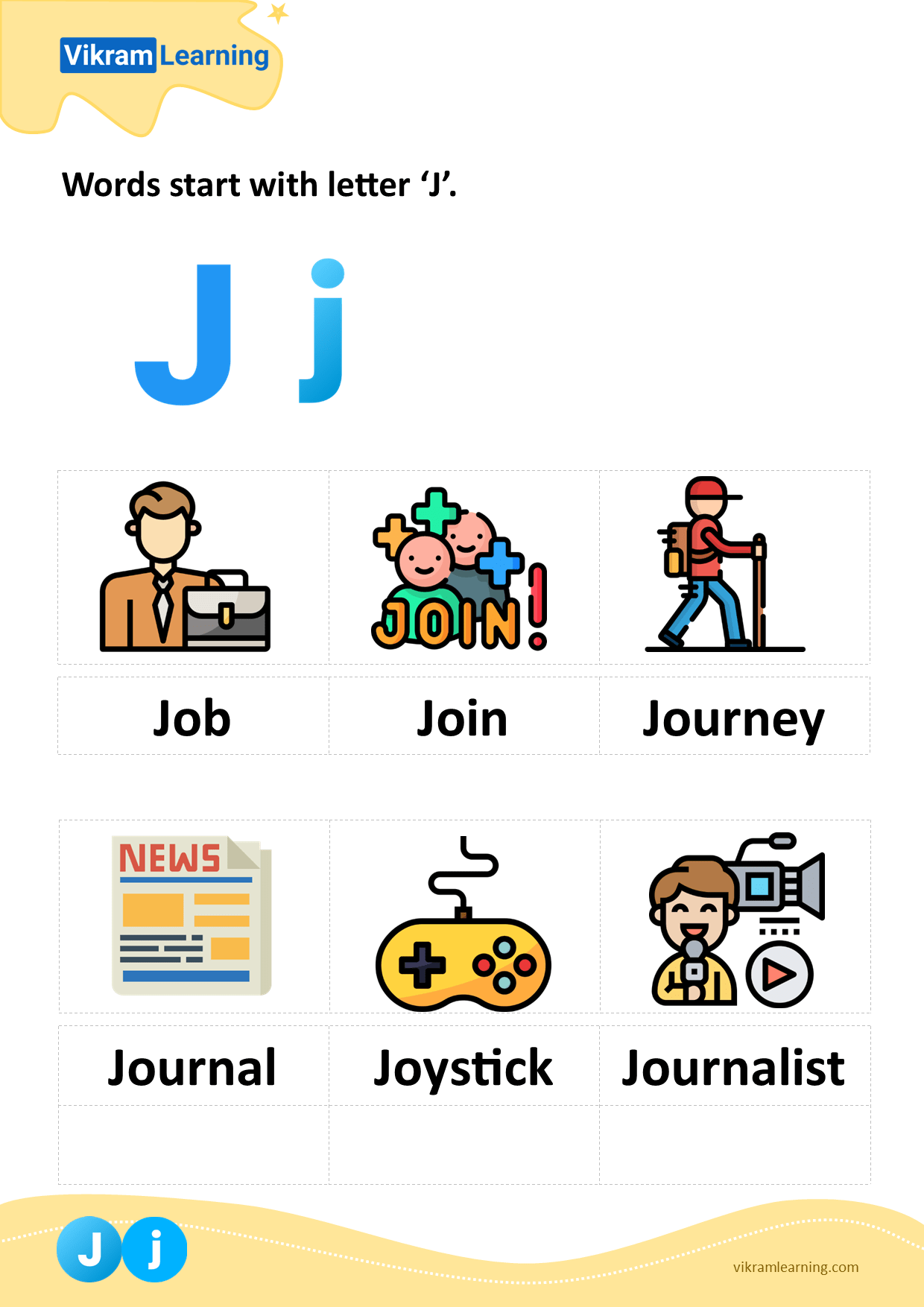 Download words start with letter 'j' worksheets