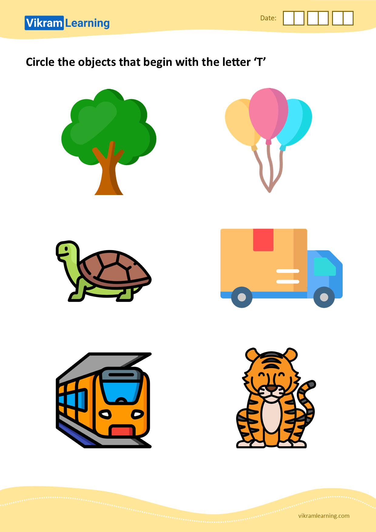 Download circle the objects that begin with the letter t worksheets