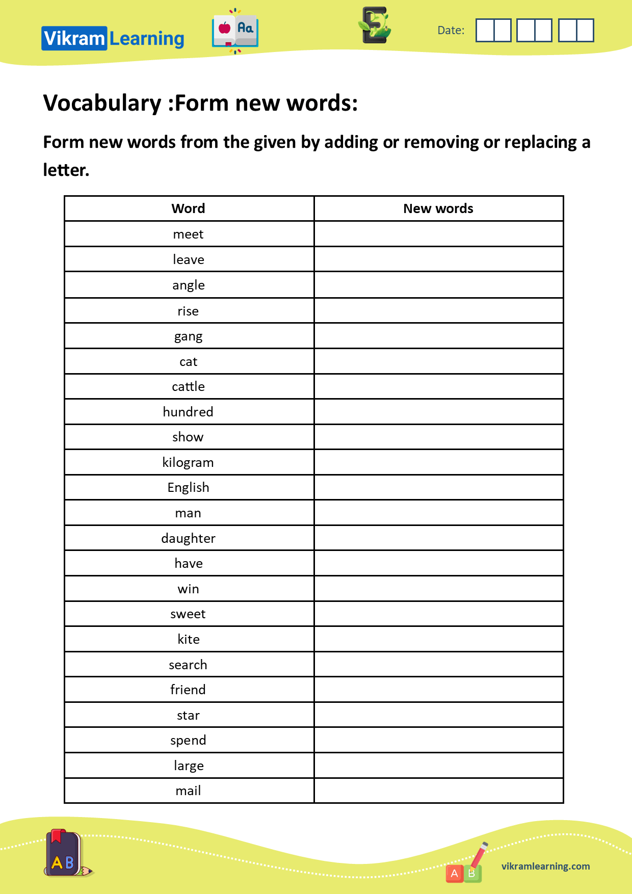 Download vocabulary form new words, unscramble words, words ladder