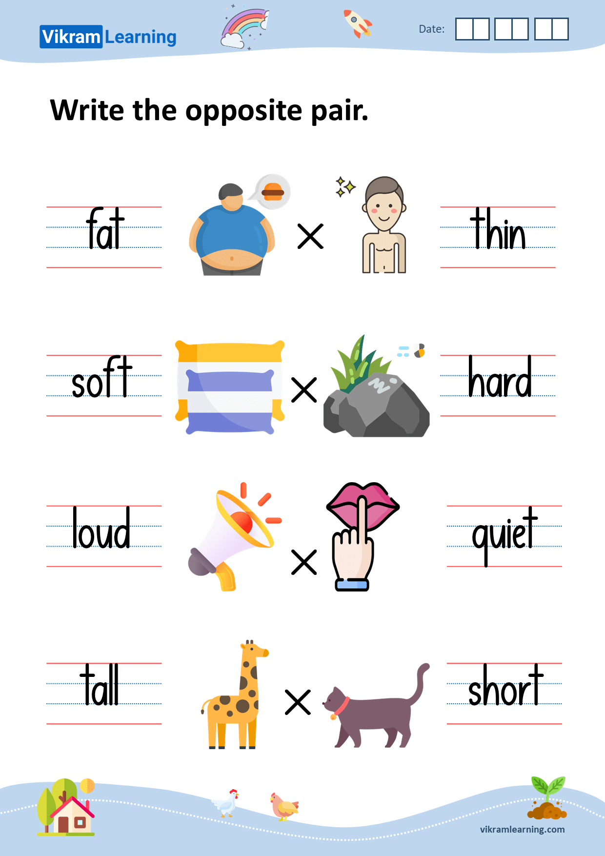 Download opposites worksheets for free