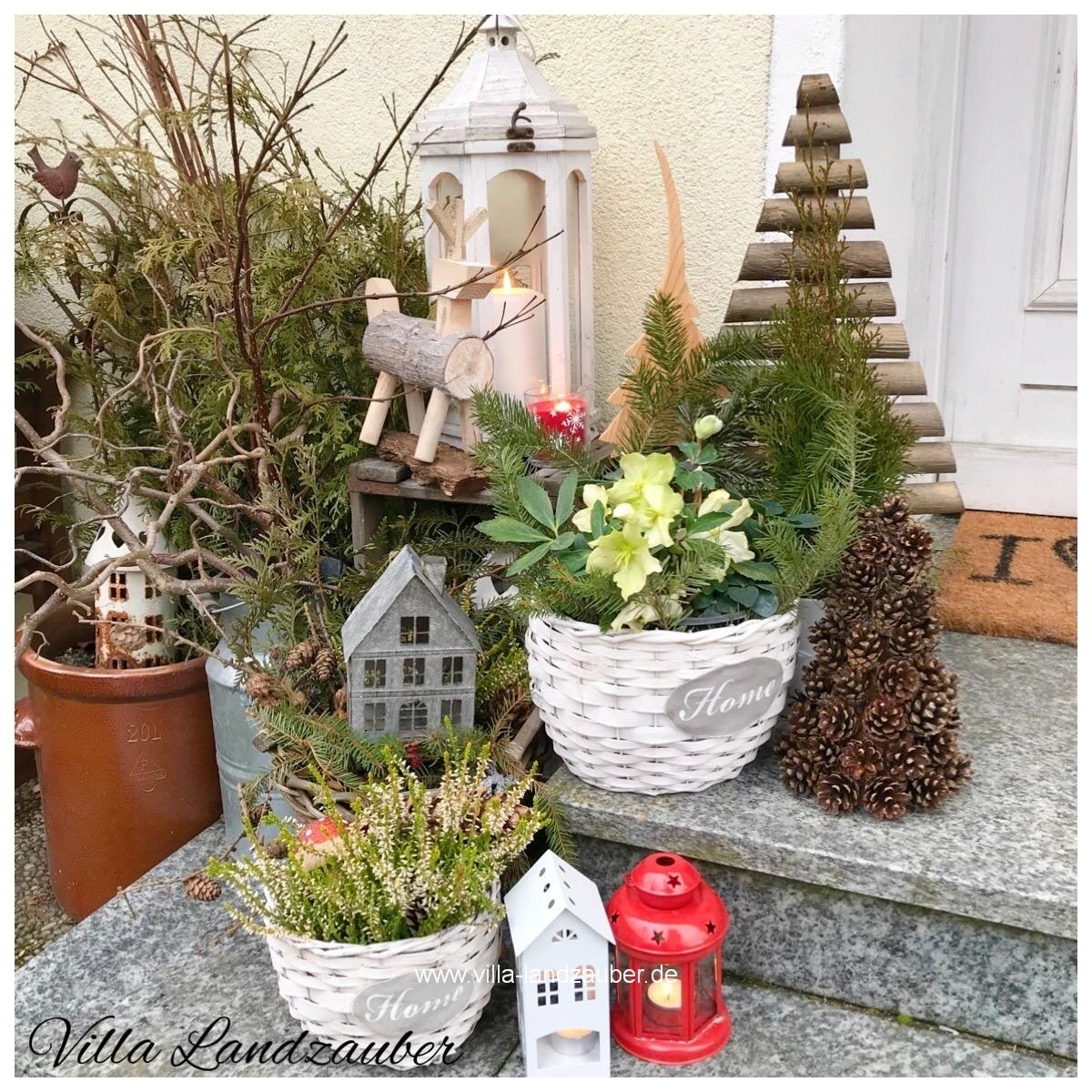 Winterdeko im Garten Villa Landzauber