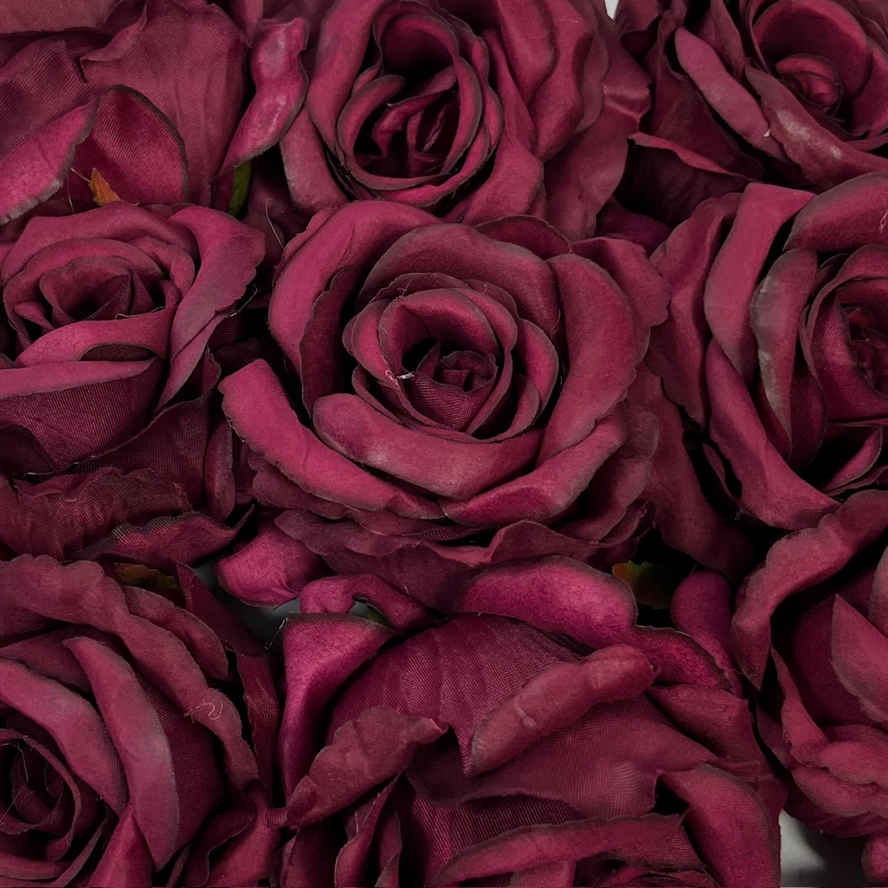 BULK Large Rose Heads (Pack 12) Burgundy Village Green