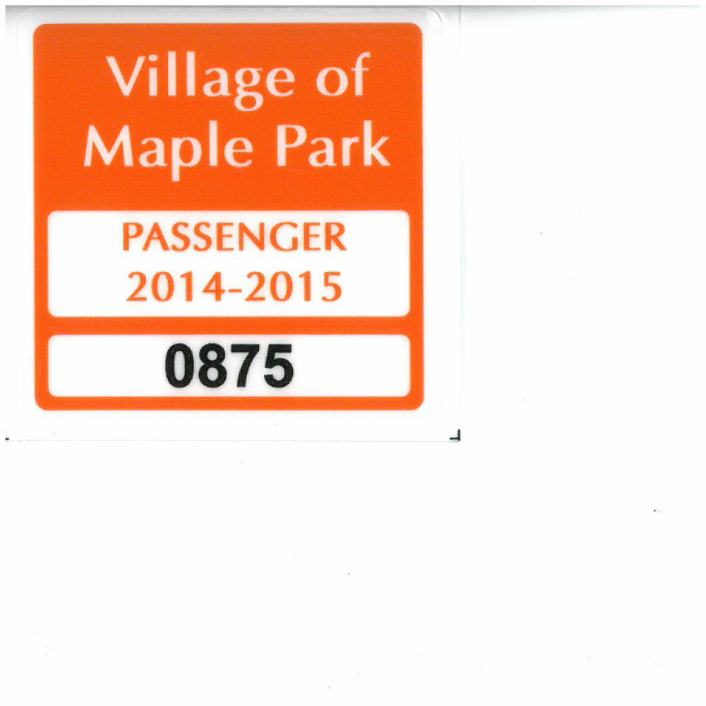 Vehicle Sticker Village of Maple Park, Illinois