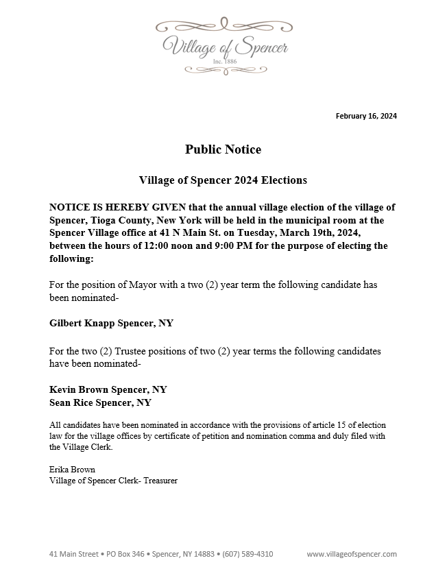 Village of Spencer, NY