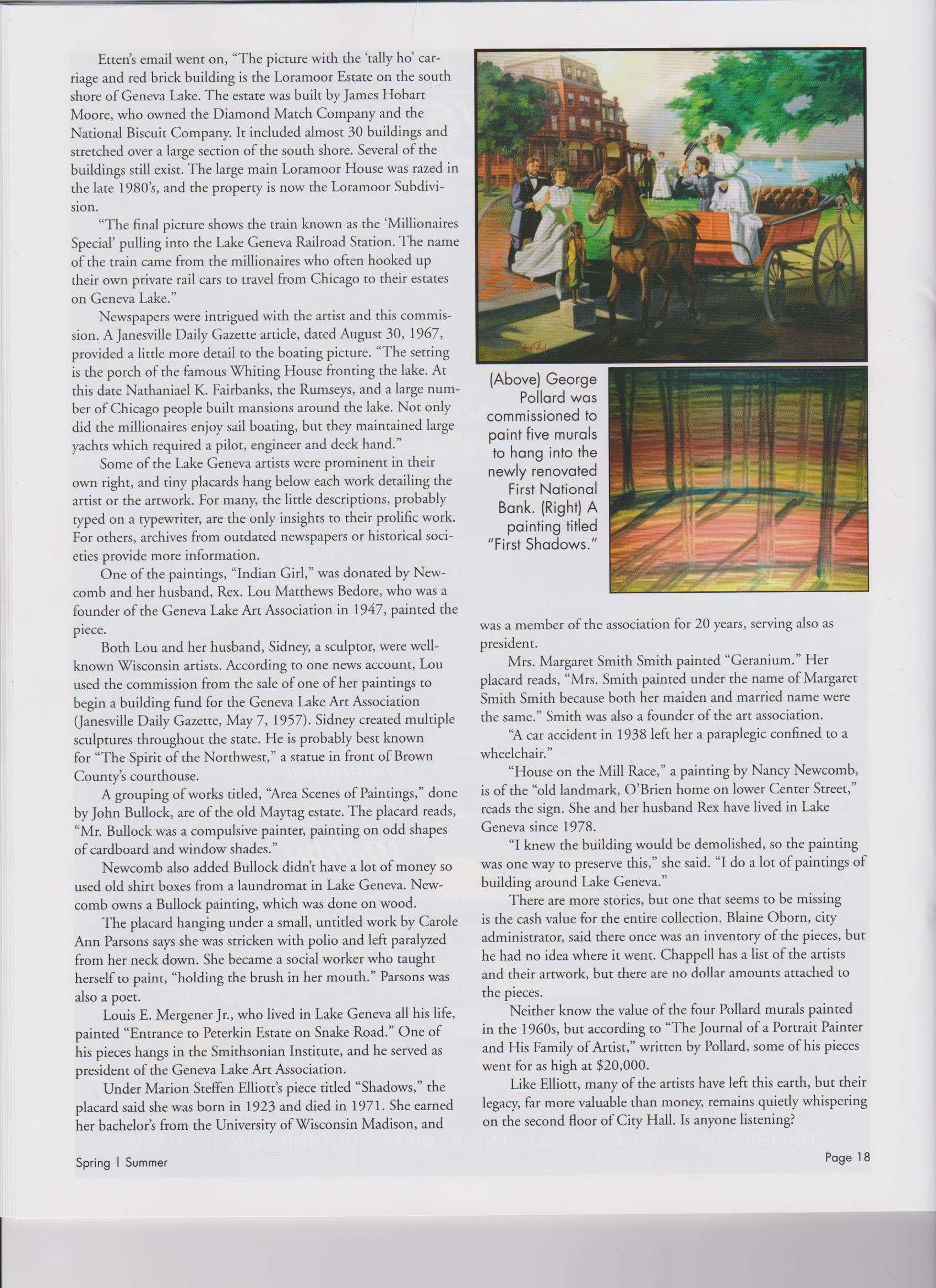 Published article mentioning the work of Waldo native, Pollard