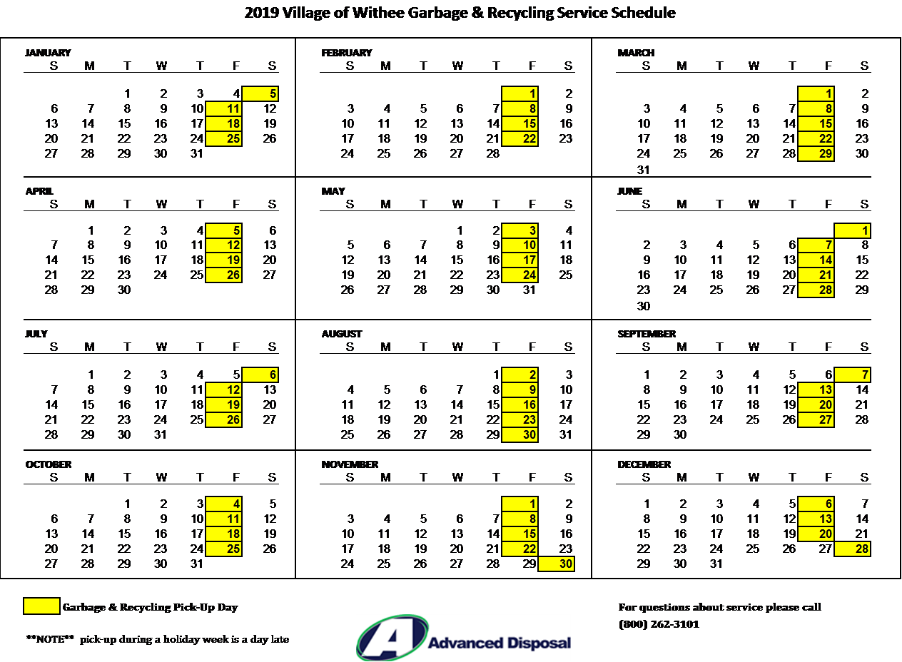 Garbage & Recycling Village of Withee, Clark County, Wisconsin