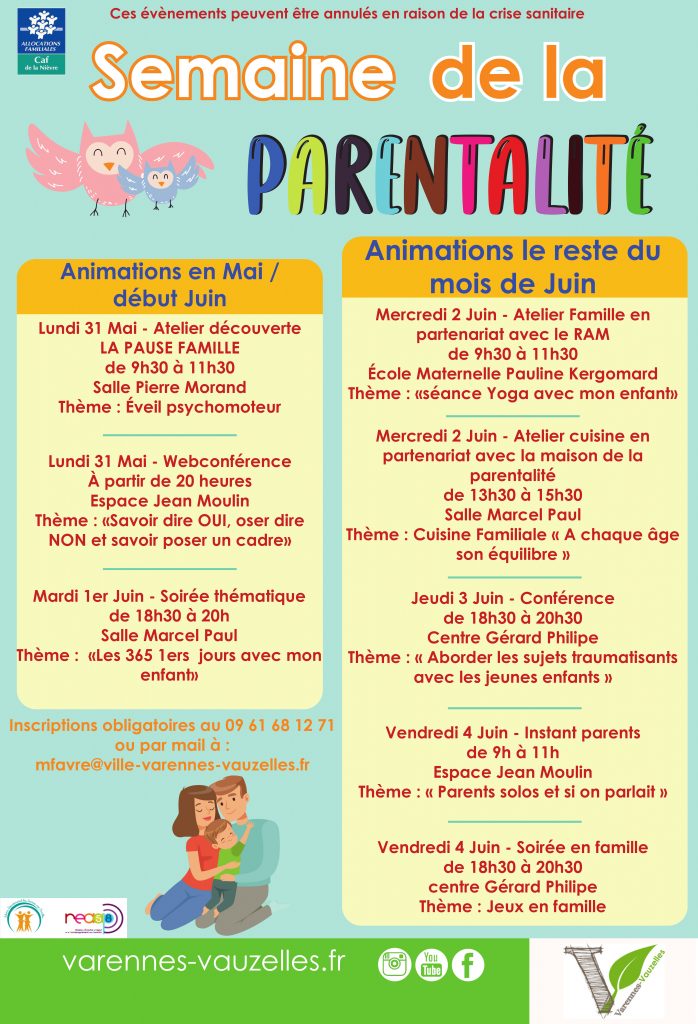 Semaine de la Parentalité du 31 Mai au 4 Juin Ville VarennesVauzelles