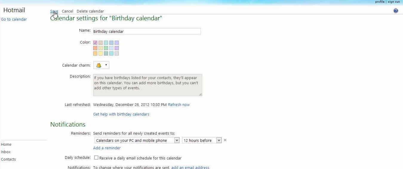 How to disable Birthday Calendar notification mails in Outlook