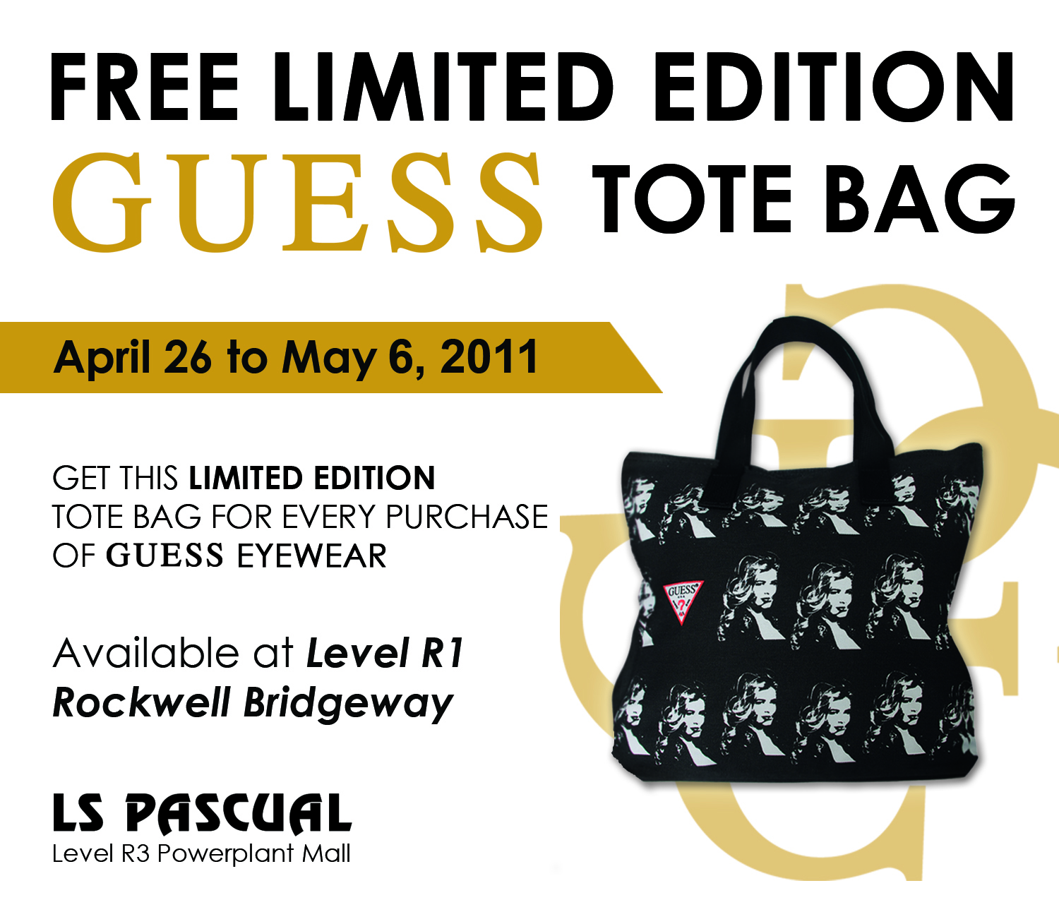 New Guess Eyewear Sunglasses with FREE Guess Bags for Every Purchase