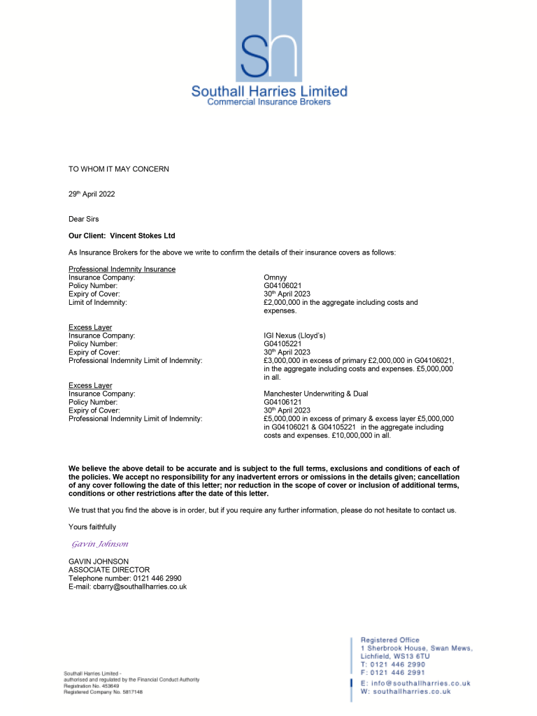 Vincent Stokes PIInsurance2022 Vincent Stokes