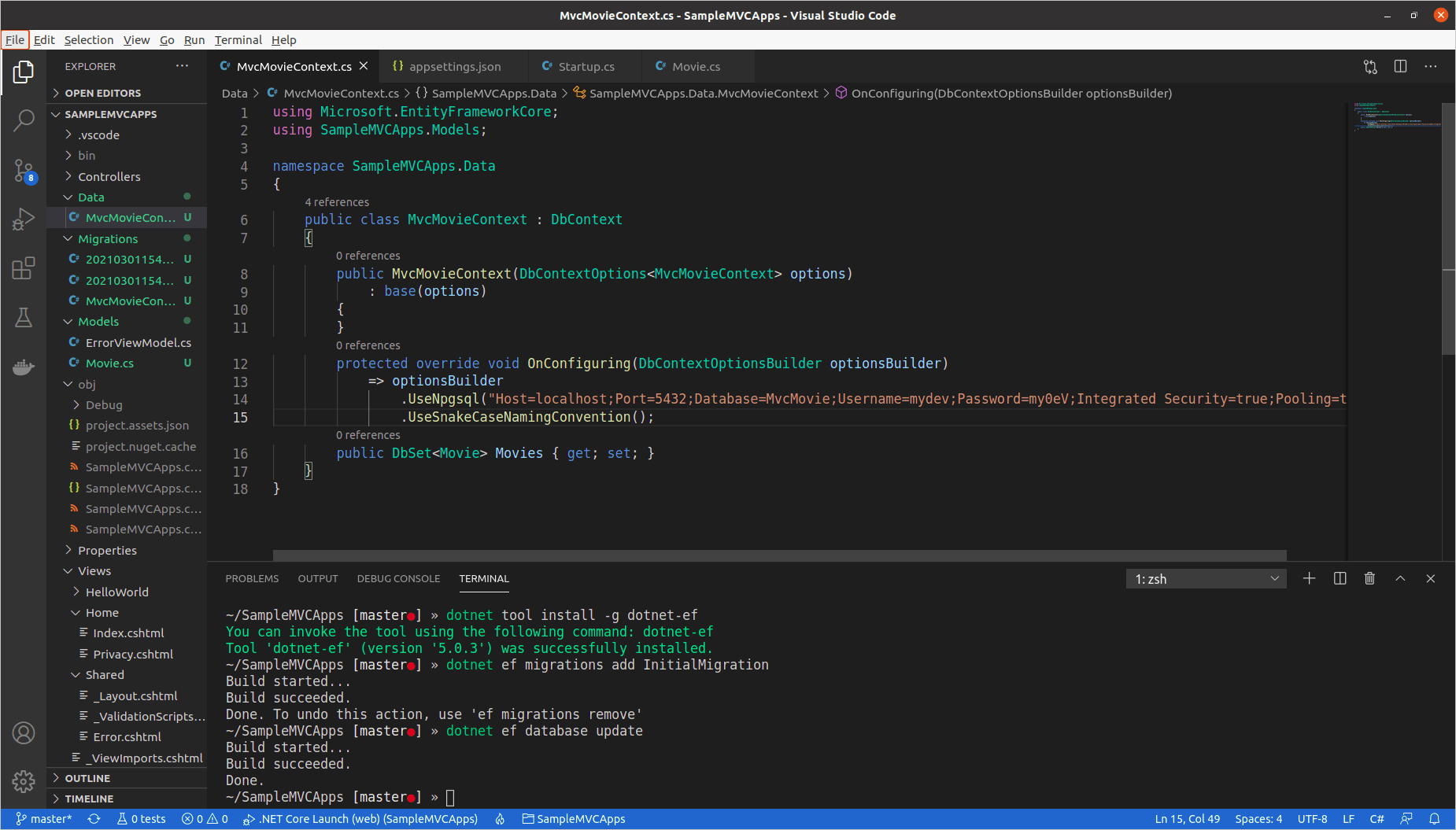 First Experience with Core MVC & PostgreSQL