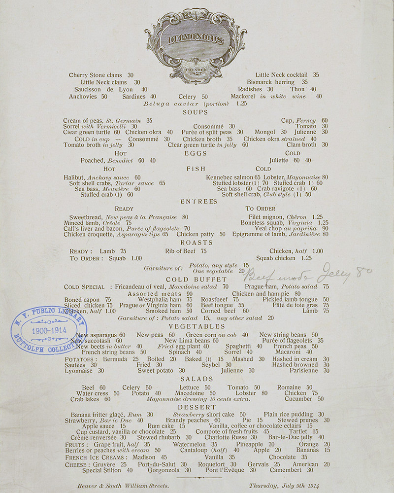 Two Centuries Of Restaurant Menus Reveal New York's Evolving Culinary