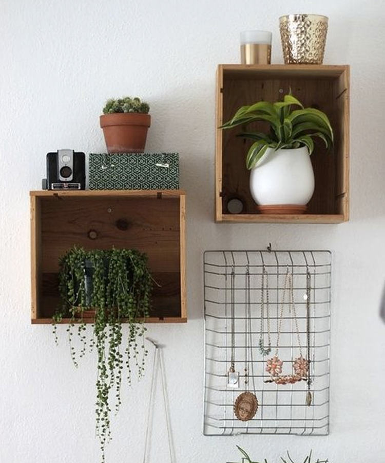 Wine Crate Wall Shelves