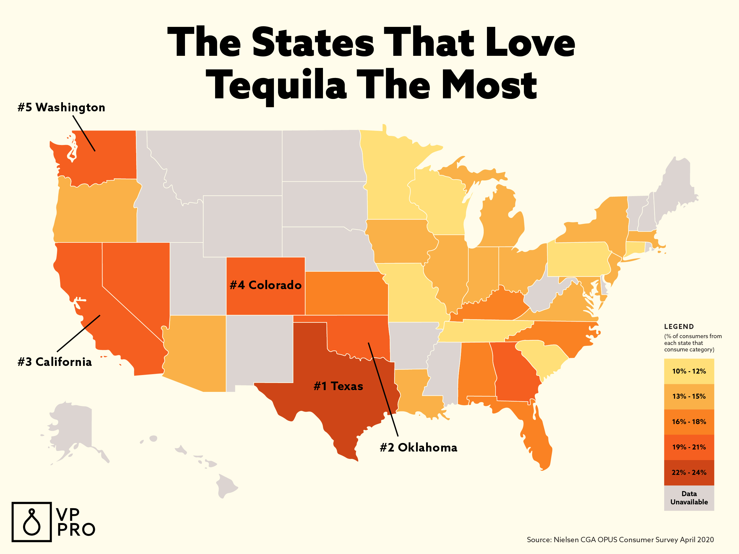 The States That Love Tequila the Most [Map] VinePair