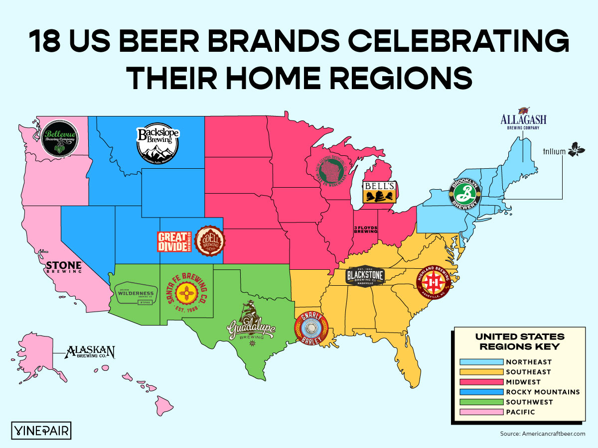 18 marcas de cerveza estadounidenses celebran sus regiones de origen [MAP] Barinopia