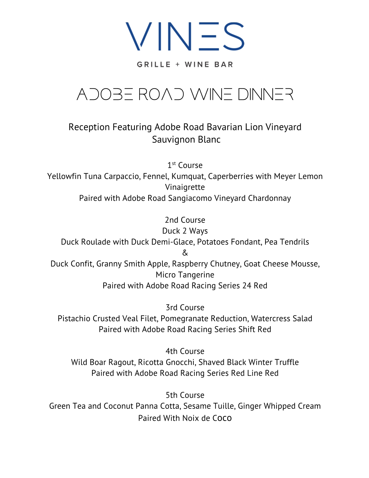"Roar After the Rolex 24" Wine Dinner Vines Grille & Wine Bar