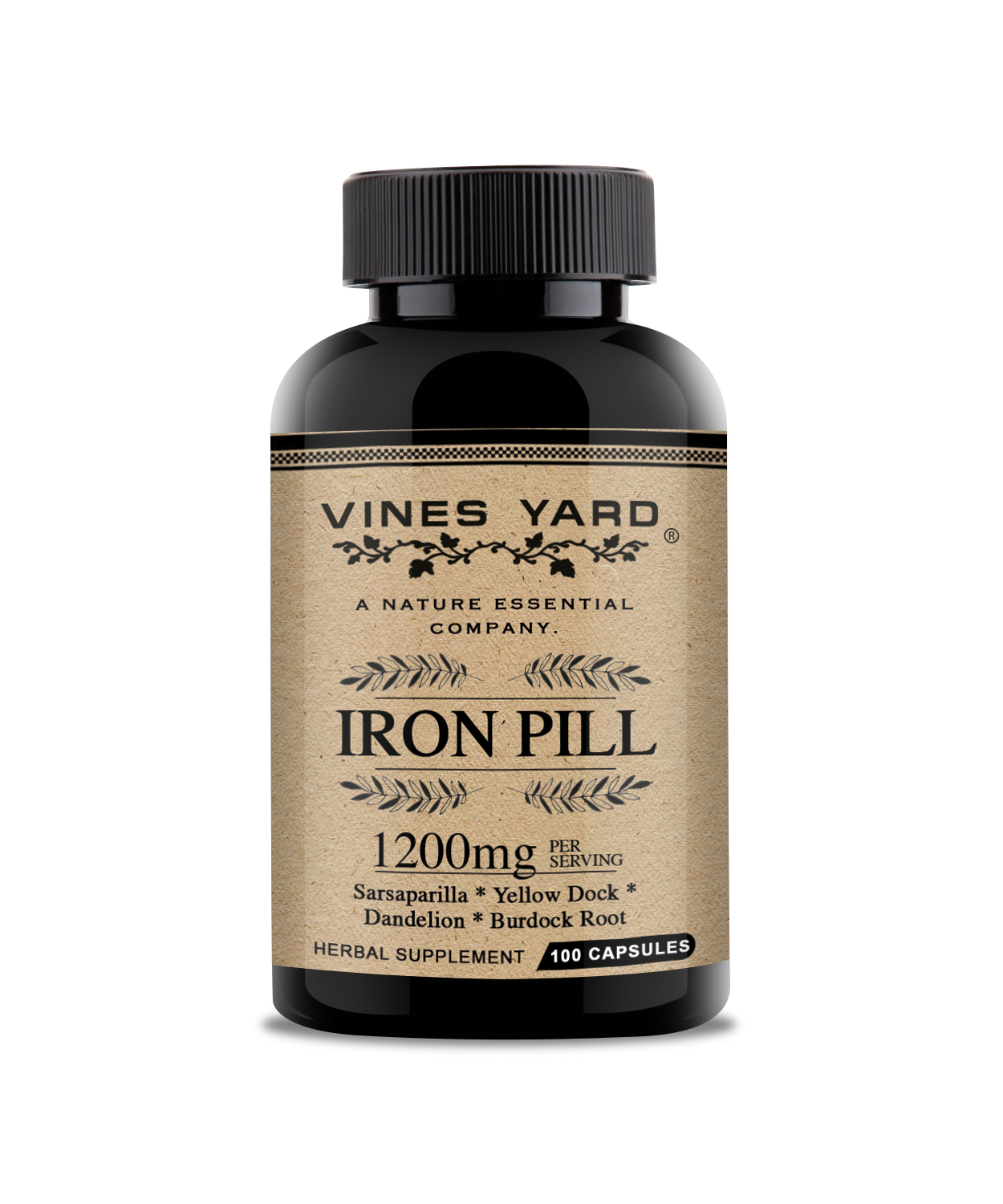 Iron supplement Iron Pill 1200mg per serving 100 Capsule (herbal