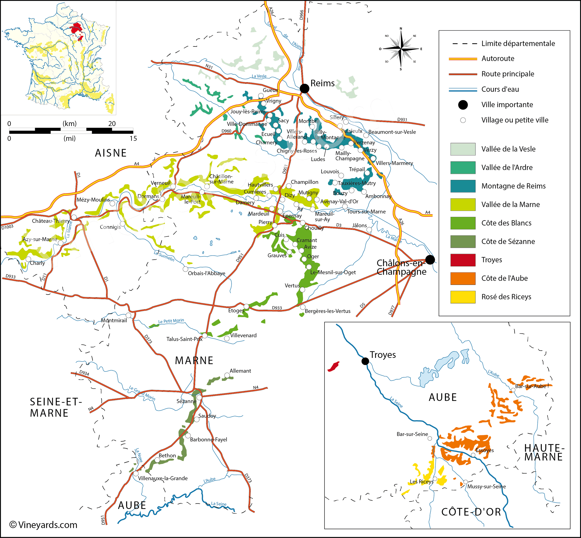France Map of Vineyards Wine Regions