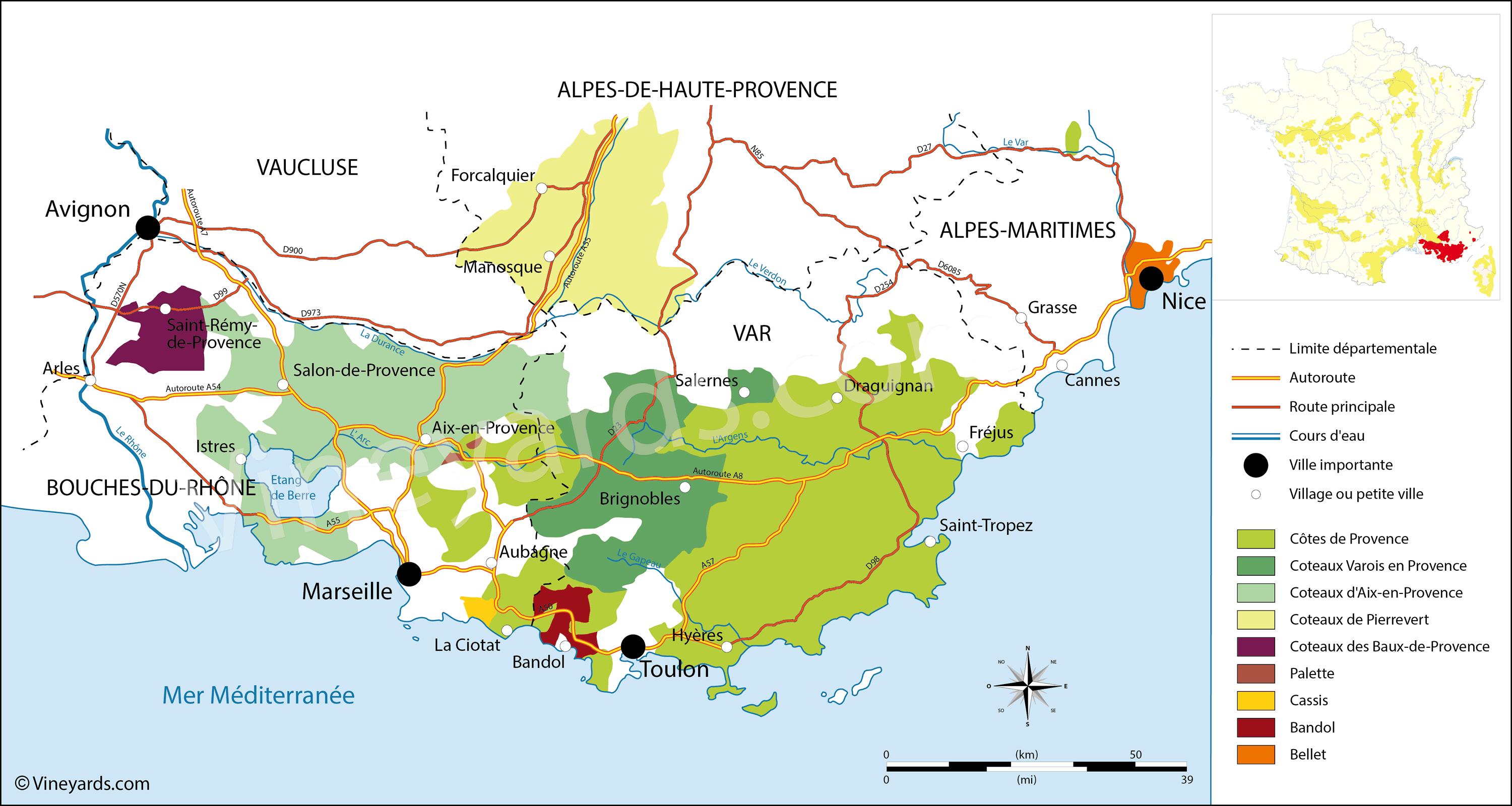 Map of Provence French Riviera