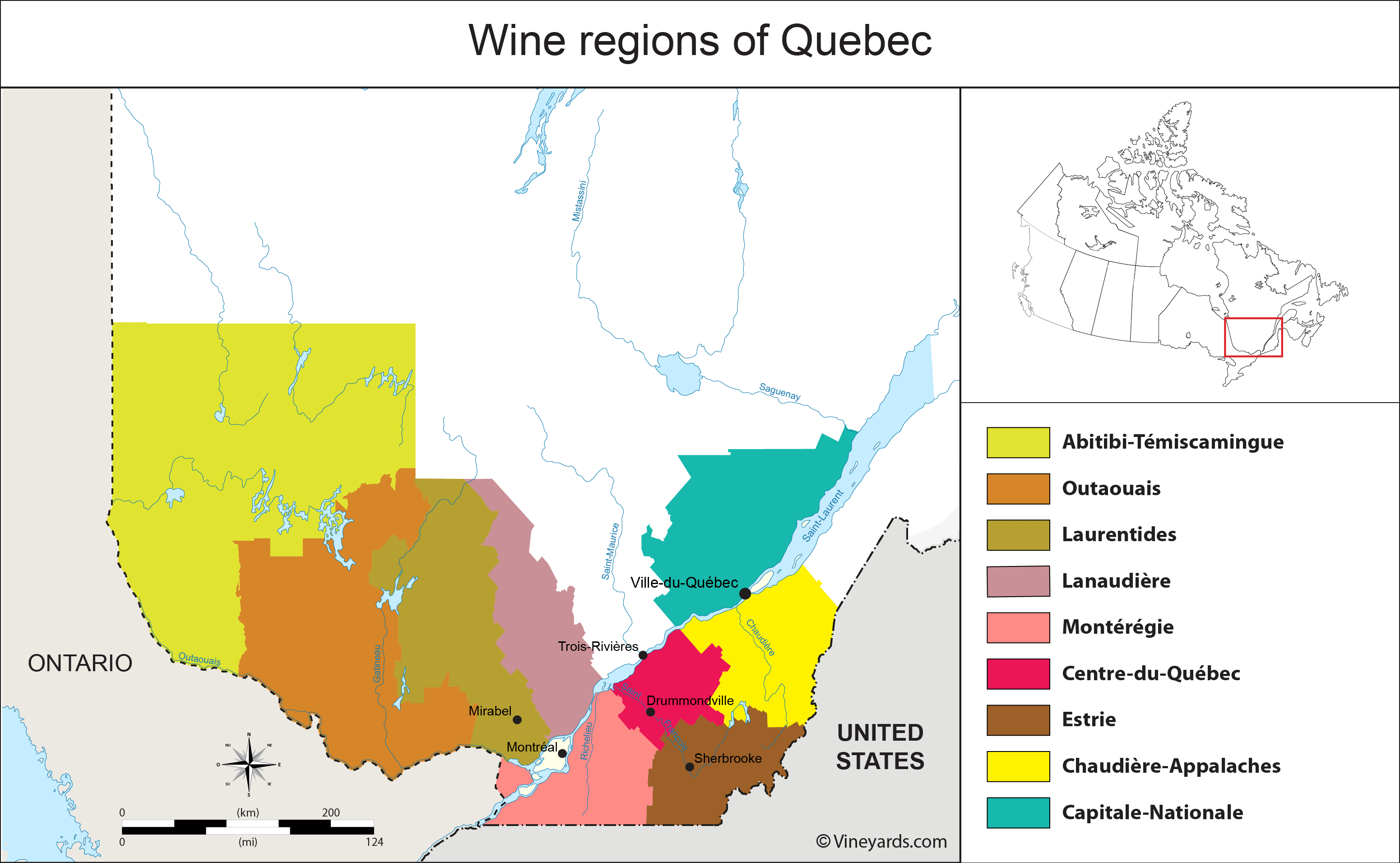 Canada Map of Vineyards Wine Regions
