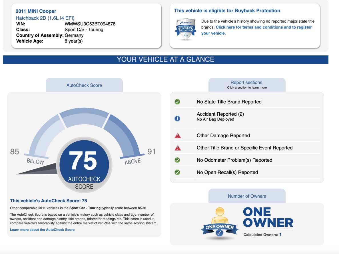 VINFOX Cheap CARFAX & Autocheck reports
