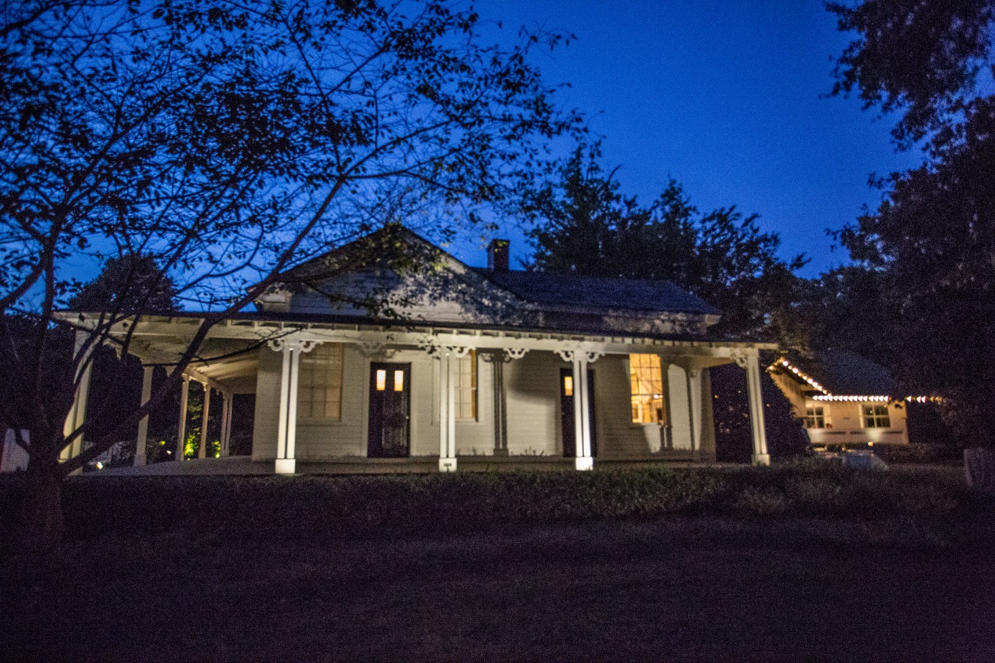 Pace House at night Vinings Historic Preservation Society