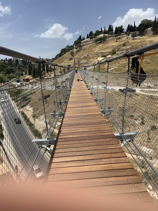 Longest Suspension Bridge In Israel, Over Valley Of Hinom To Mt. Zion