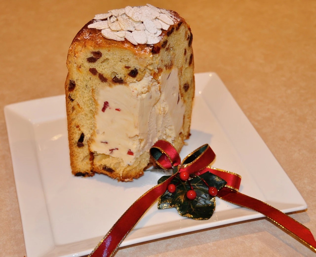 filled with icecream, brandy soaked fruit and Vino Cotto