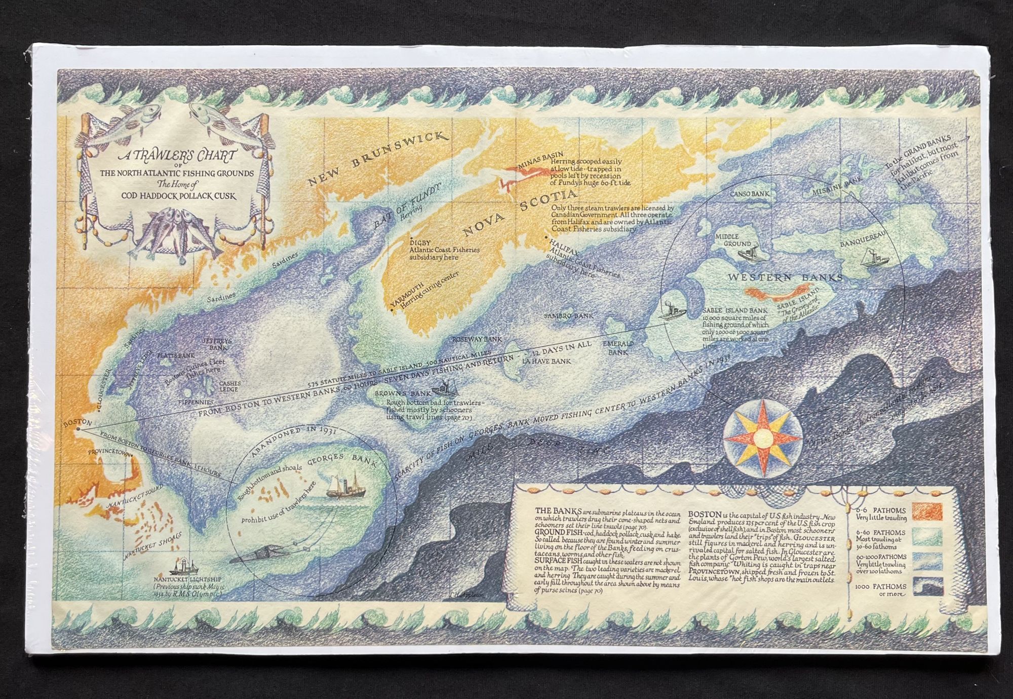 Grand Banks Map: Atlantic Fishing Grounds