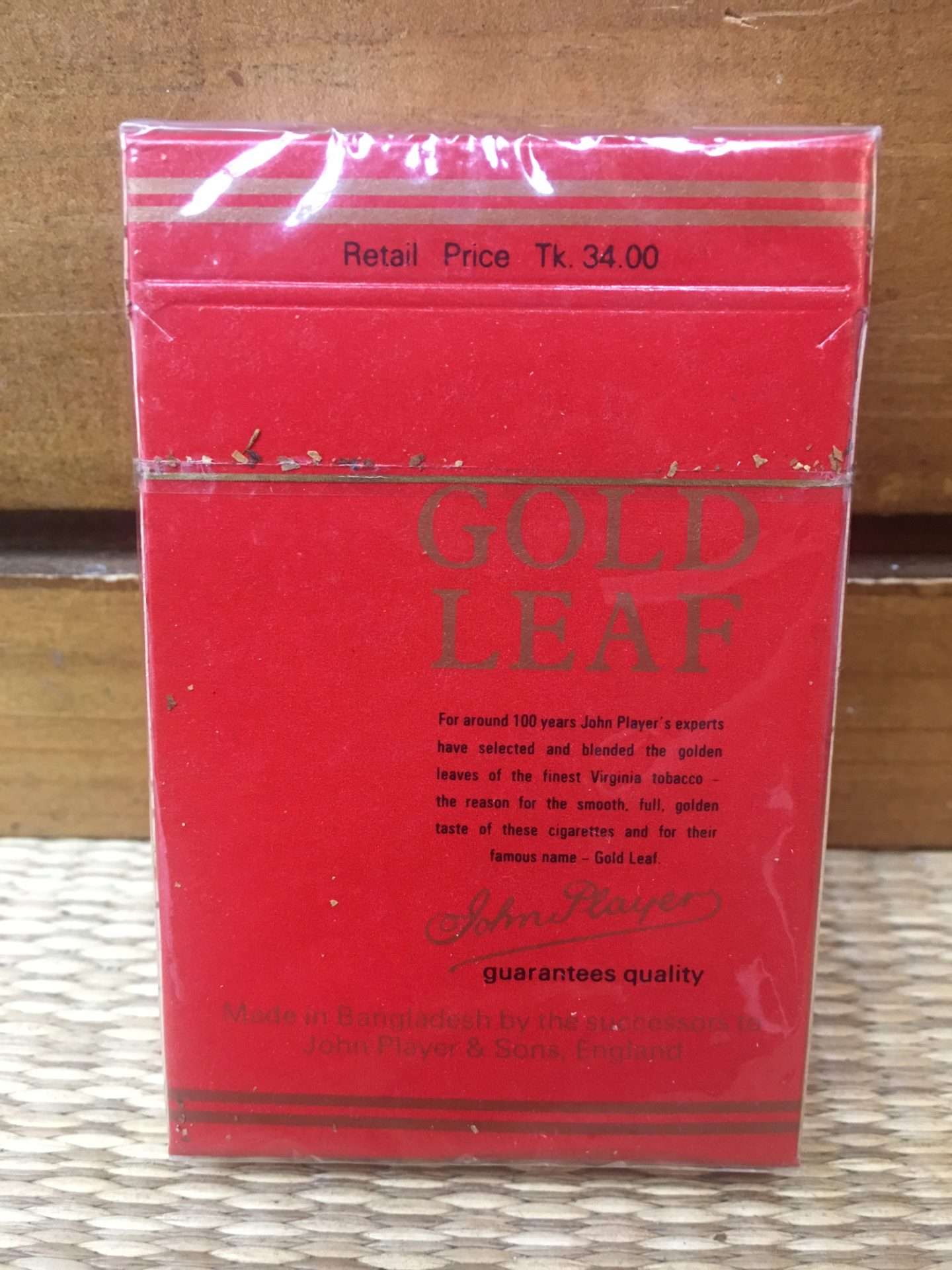 John Player Gold Leaf Cigarette Hard Pack! Made in Bangladesh! Danly's Vintage Cigarette Packs