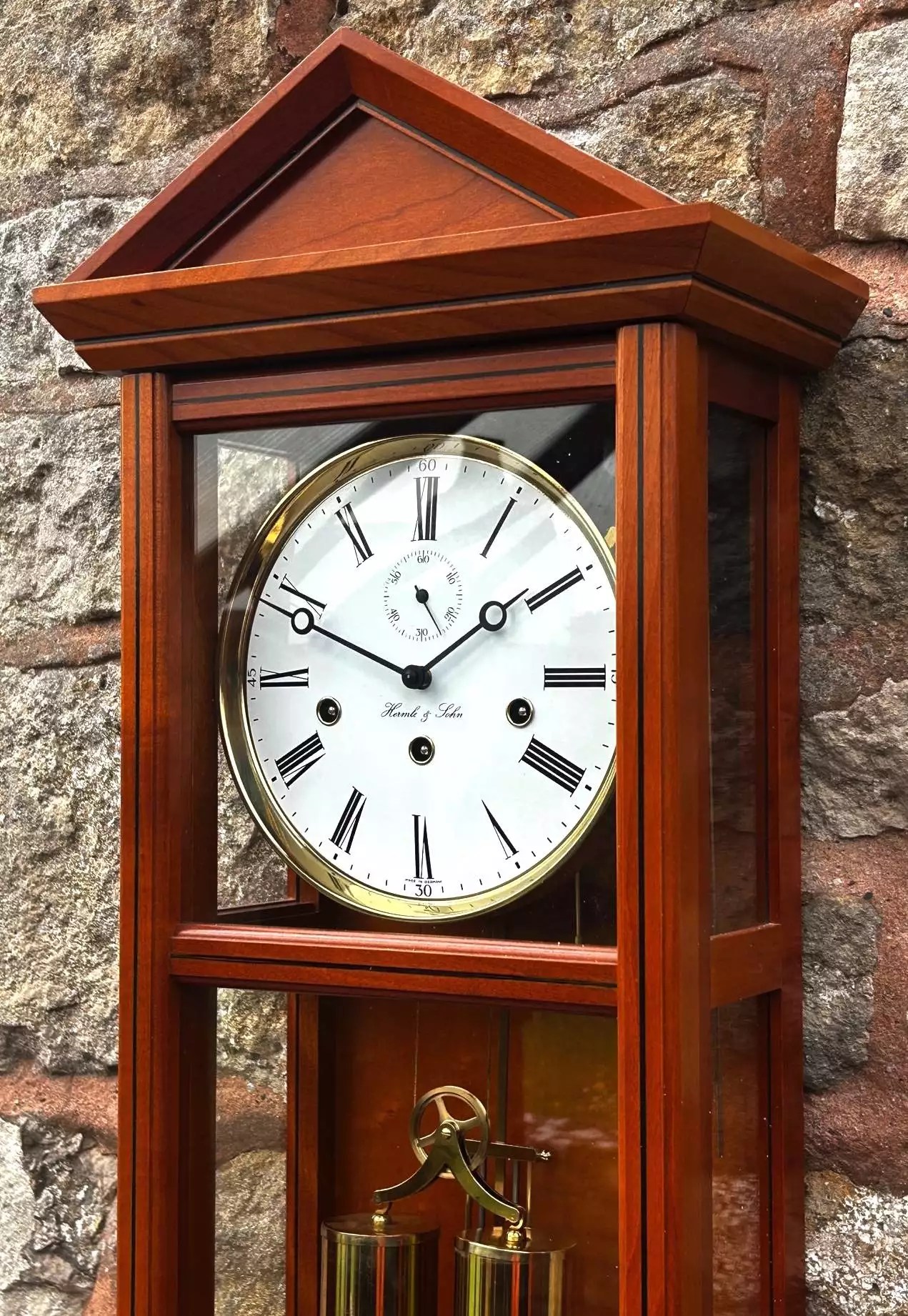 Blonde Mahogany Hermle & john Veinna wall clock