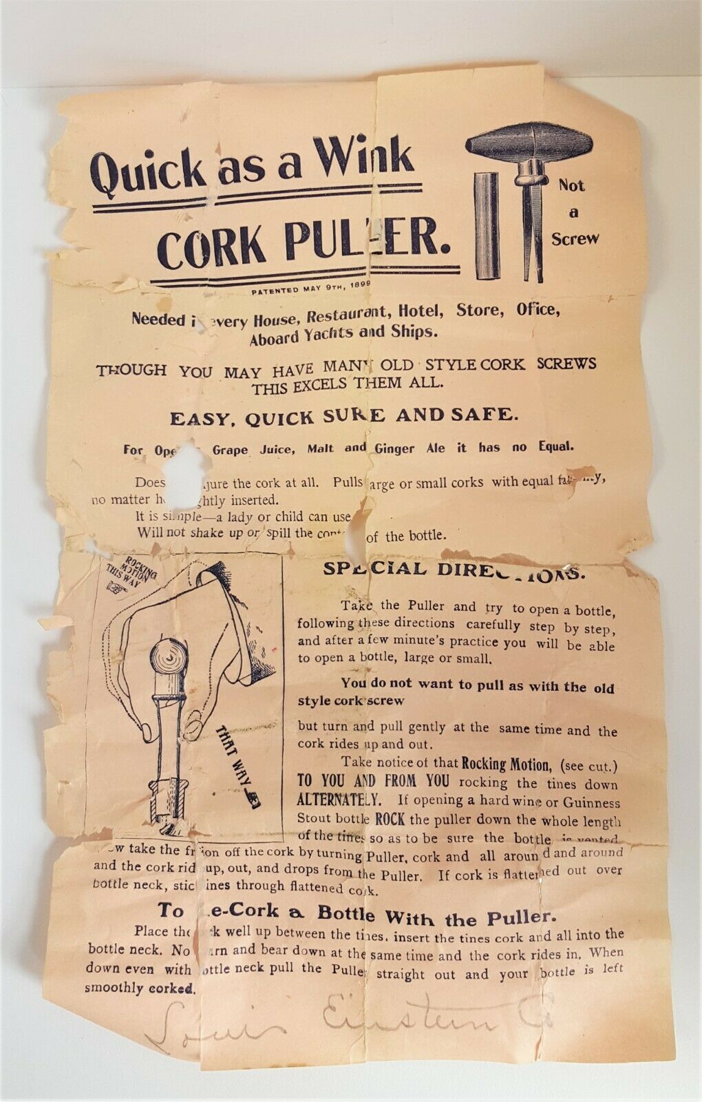 Needed in every House, Restaurant, Hotel, Store, Office, Aboard Yachts