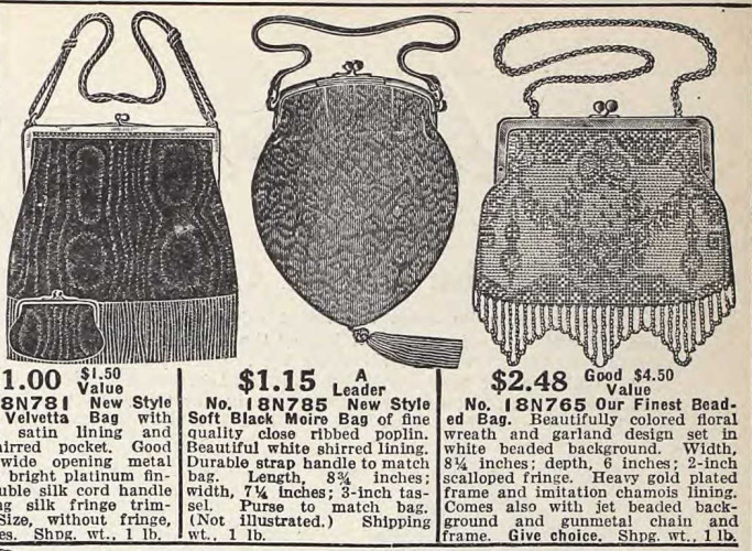 Edwardian Handbags, Purses History 1900 1910s
