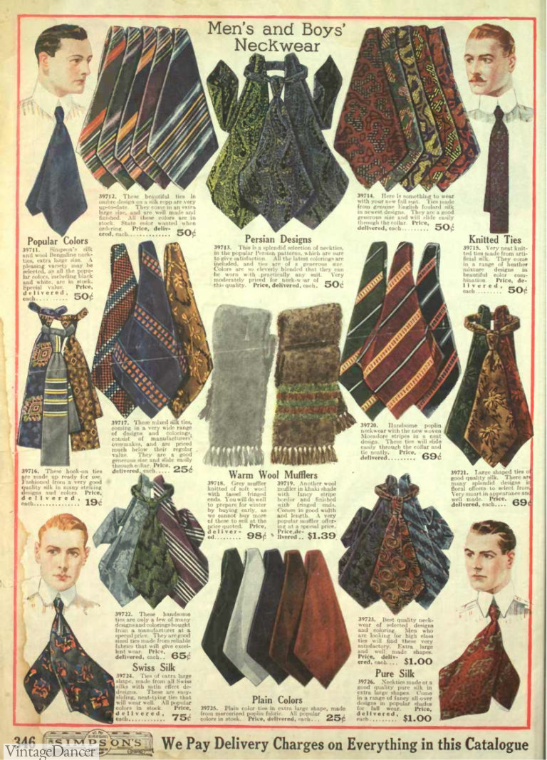 Edwardian Men's Ties, Bow Ties, Cravat, Neck Scarf