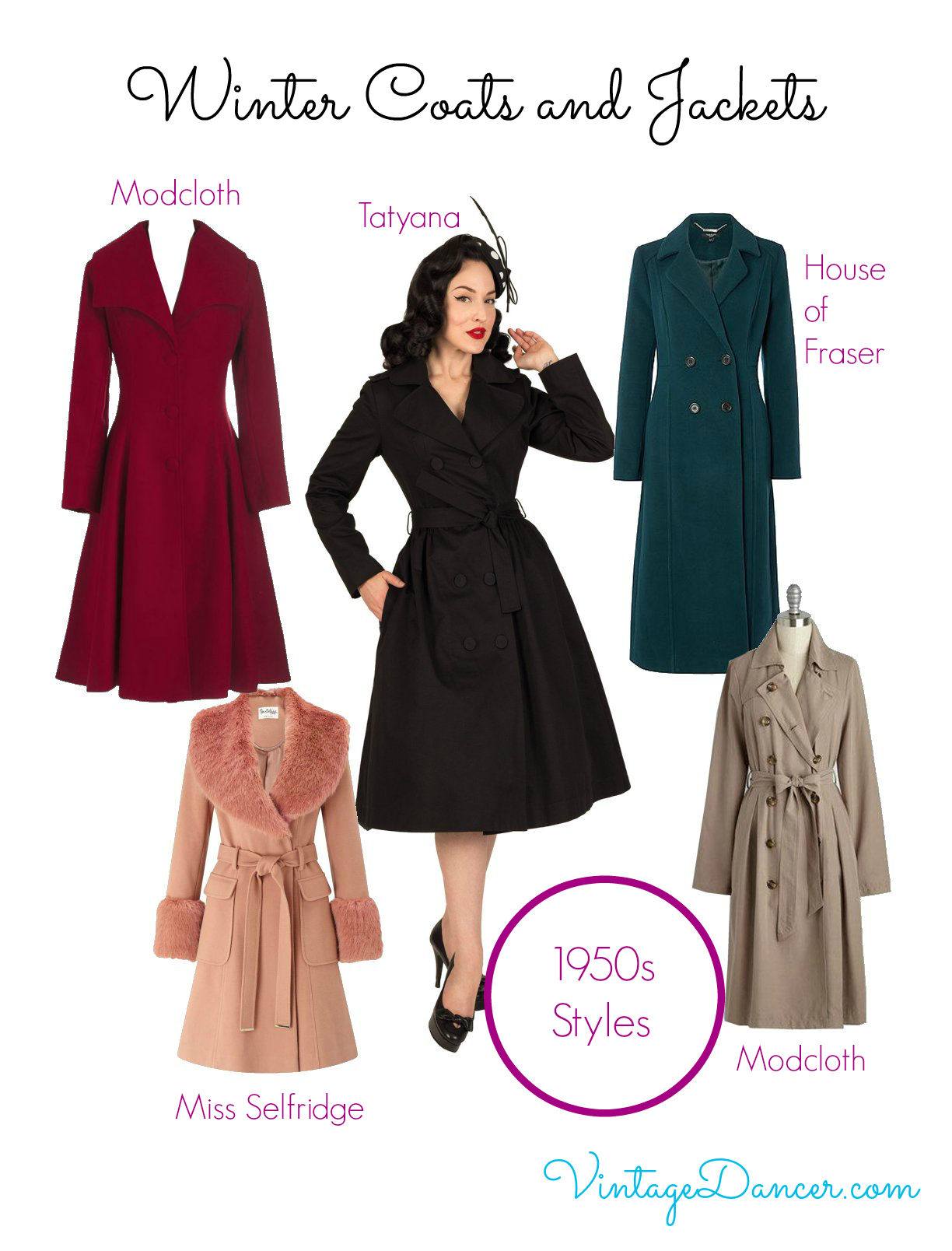New Vintage Style Coats & Jackets 30s, 40s, 50s, 60s