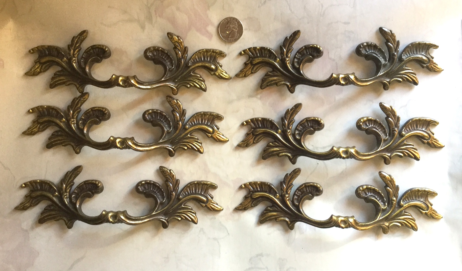 Vintage set of French provincial drawer pulls
