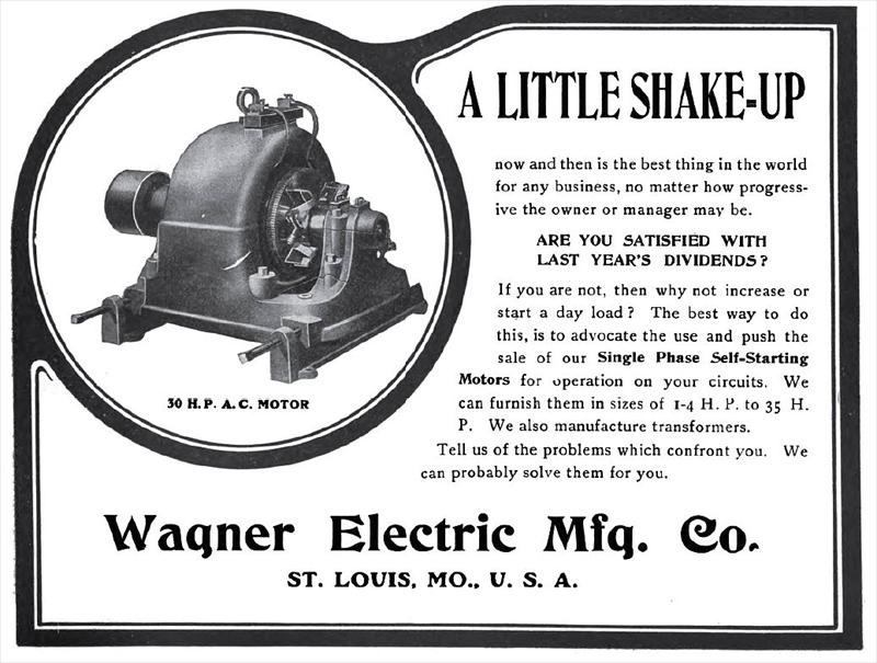 Wagner Electric Corp. 1903 AdWagner Electric Corp., 30 H. P A. C