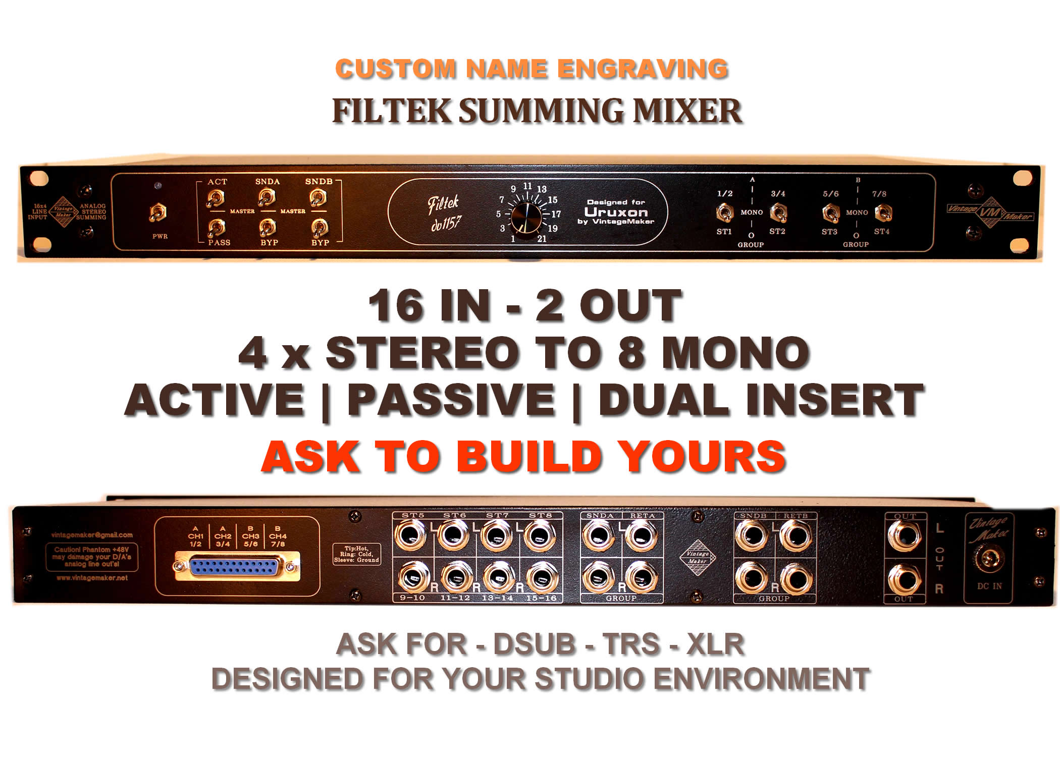 16x2 Filtek Dual Stereo Insert Summing Mixer