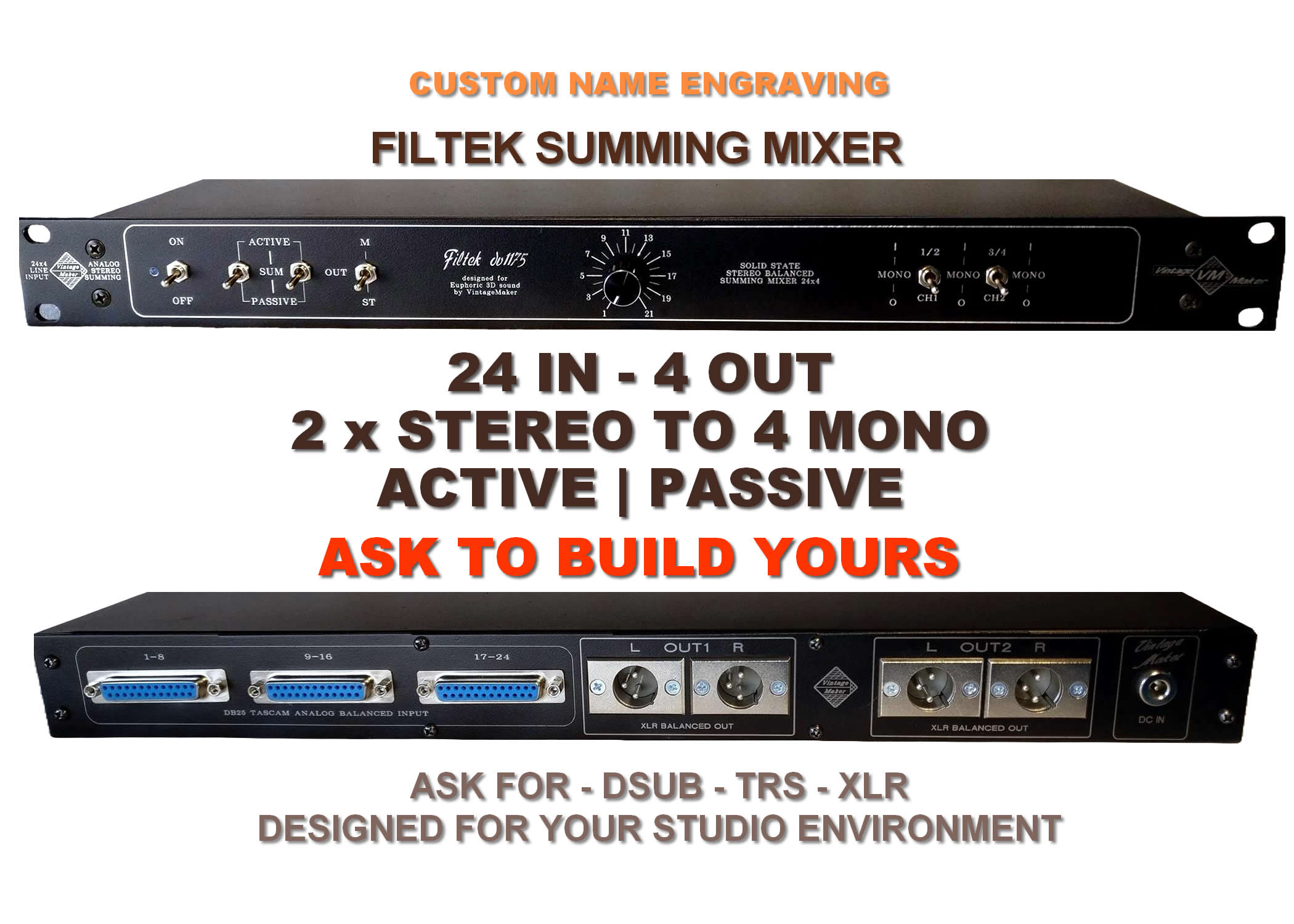 24 In 4 Out Filtek Analog Summing Mixer