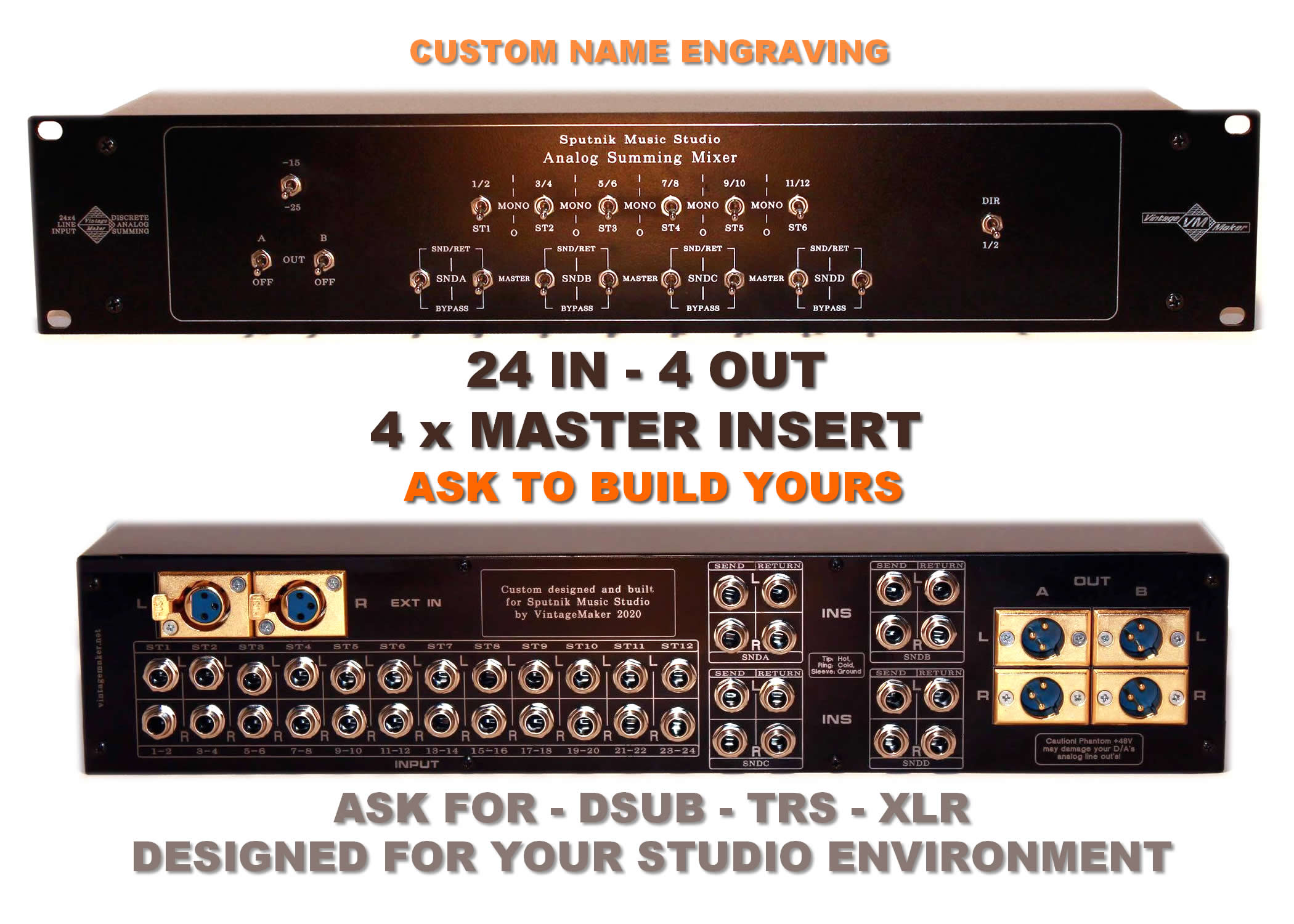 2U Rack 24Ch Summing Mixer 4 x Insert