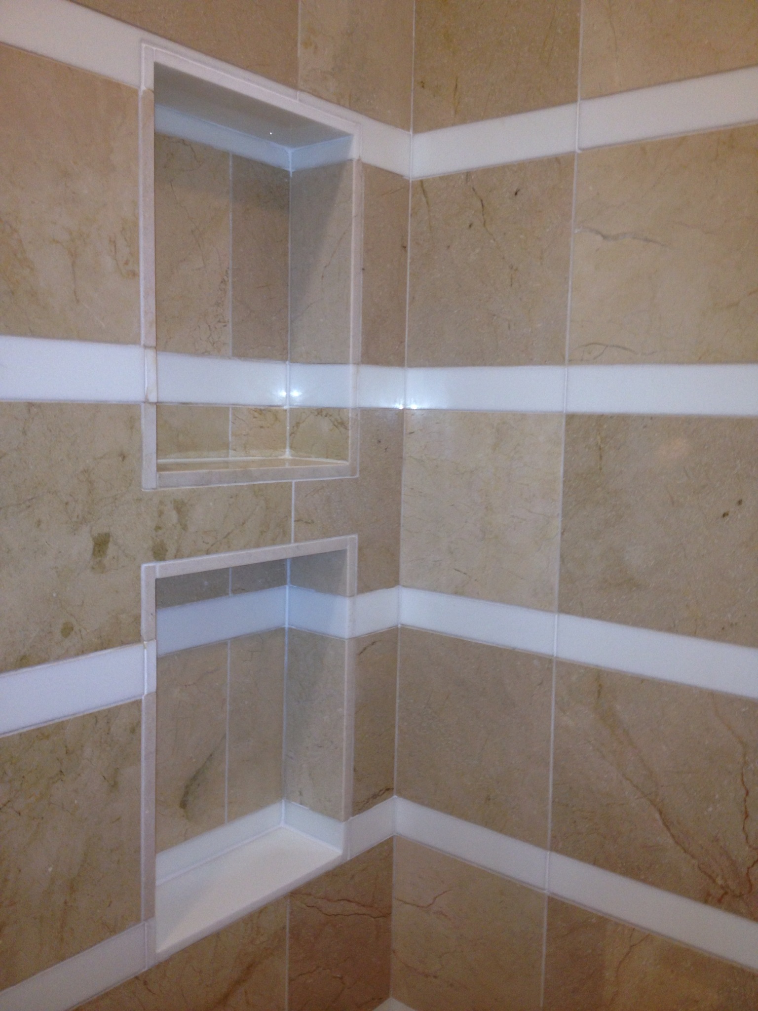 Shampoo Box For Tile Shower Custom Milled Marble Bathroom Remodel in Austin Tx Vintage Modern