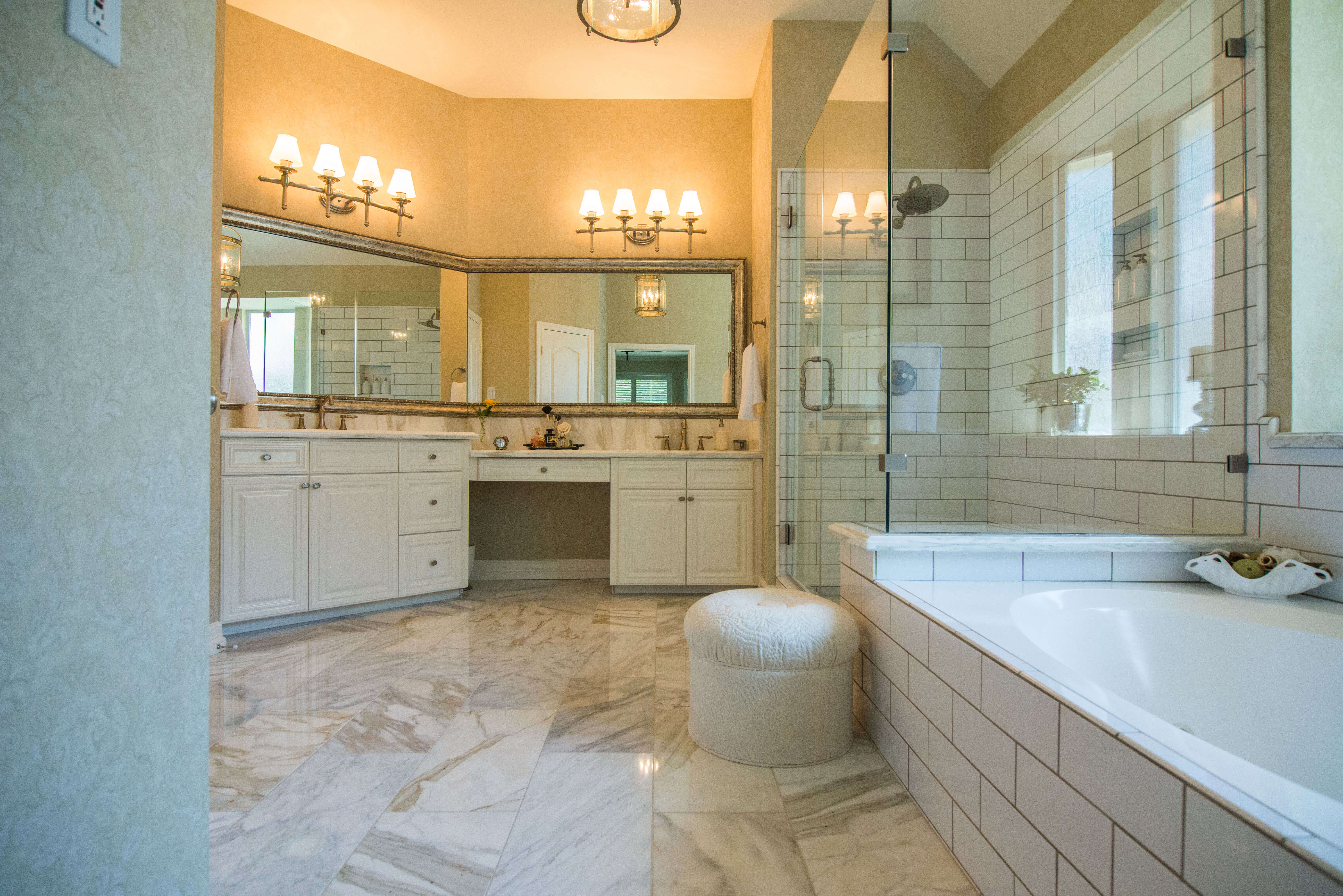 Victorian Calacatta Gold Marble Victorian Bathroom Remodel in Lakeway