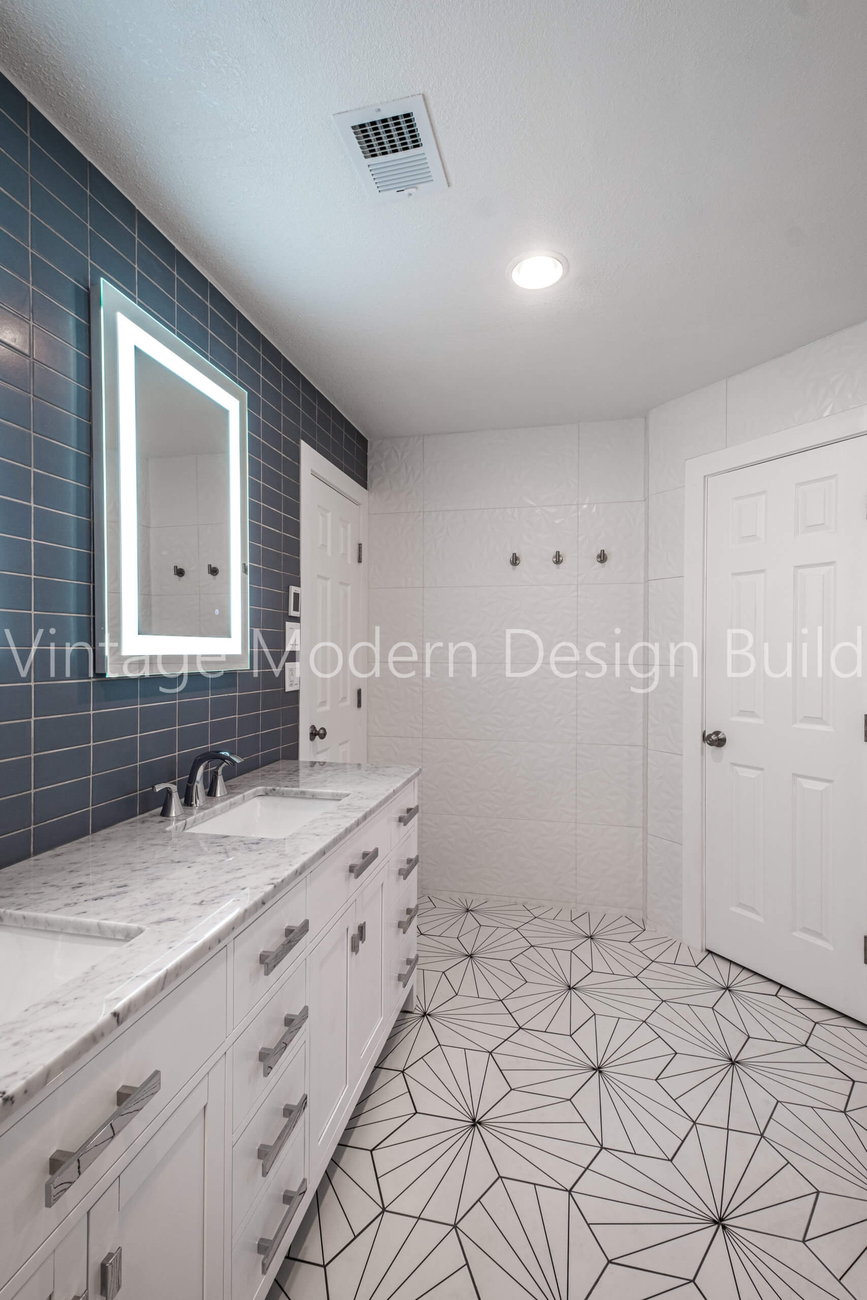 Mid Century Modern Geometric Bathroom Remodeling Austin TX Vintage Modern Design & Build In