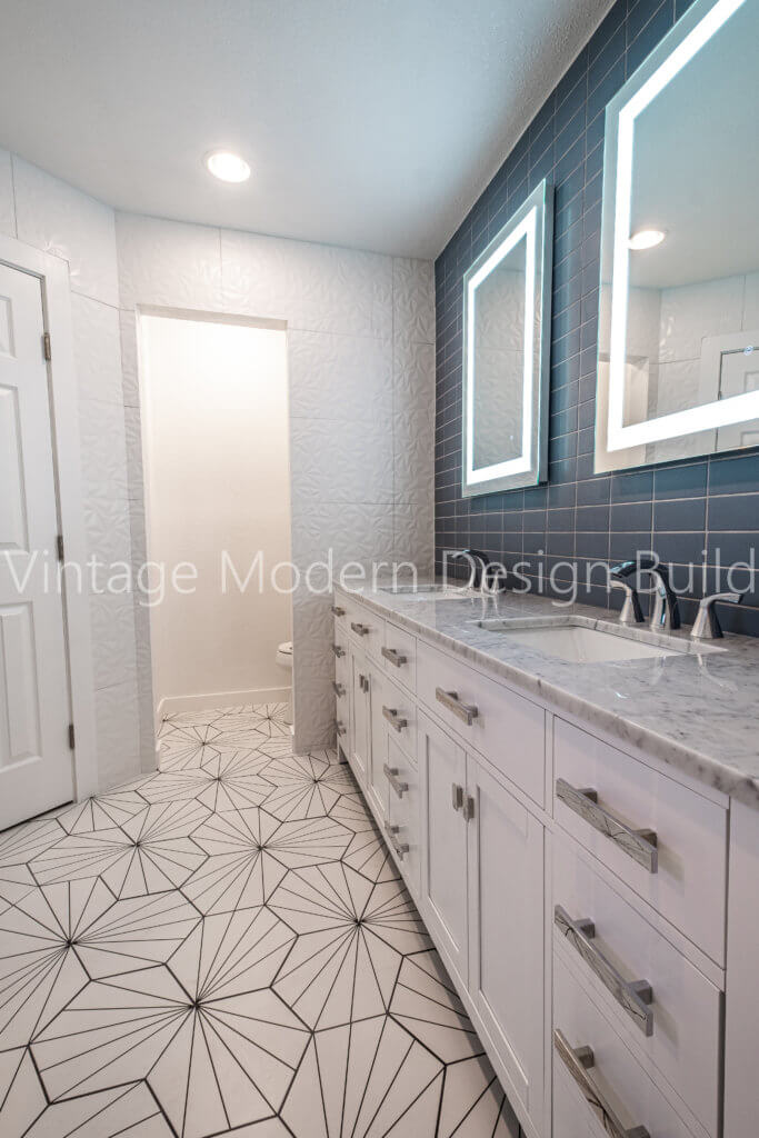 Mid Century Modern Geometric Bathroom Remodeling Austin TX Vintage Modern Design & Build In