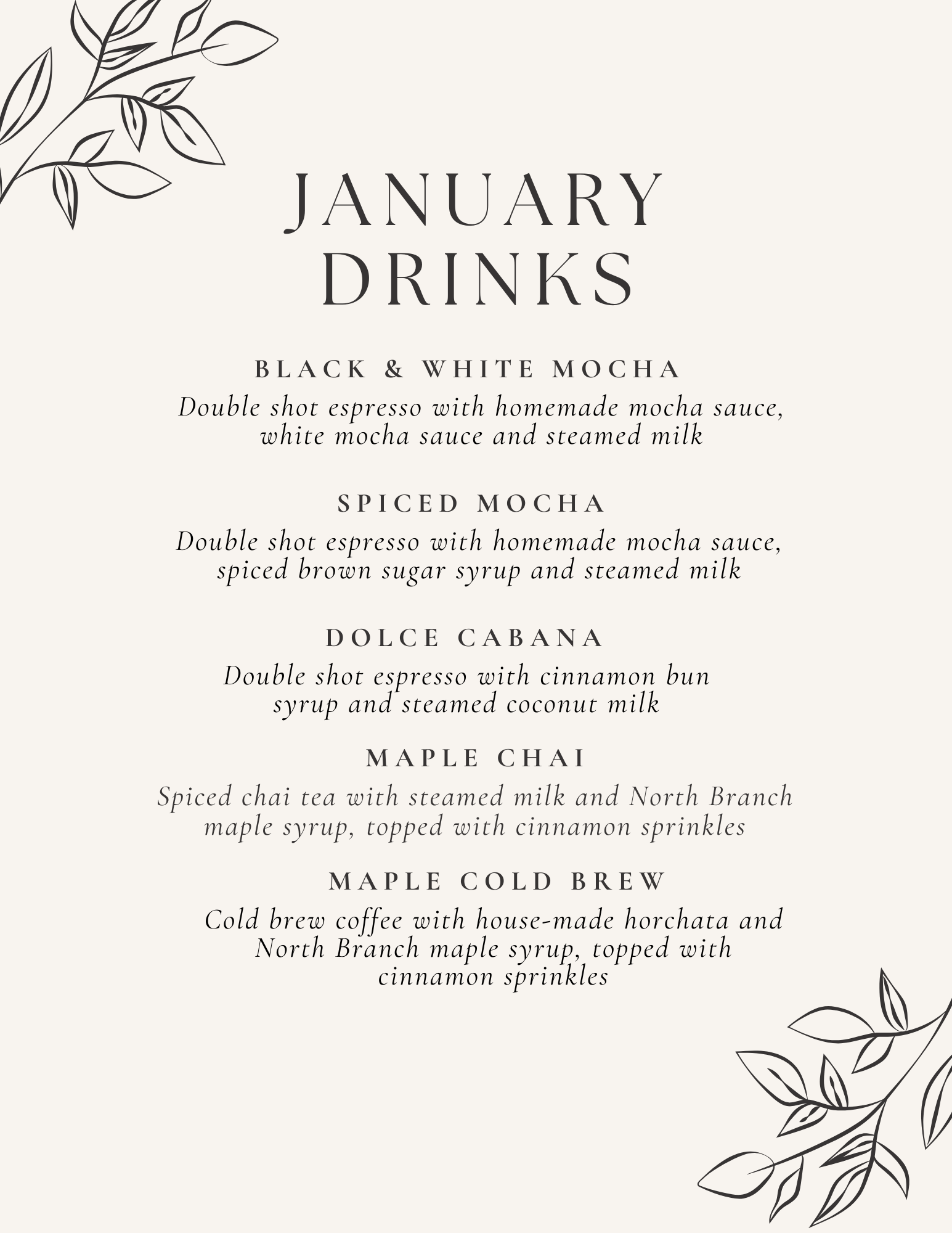 Menu Vintage Rose Bakery & Sandwich Shop