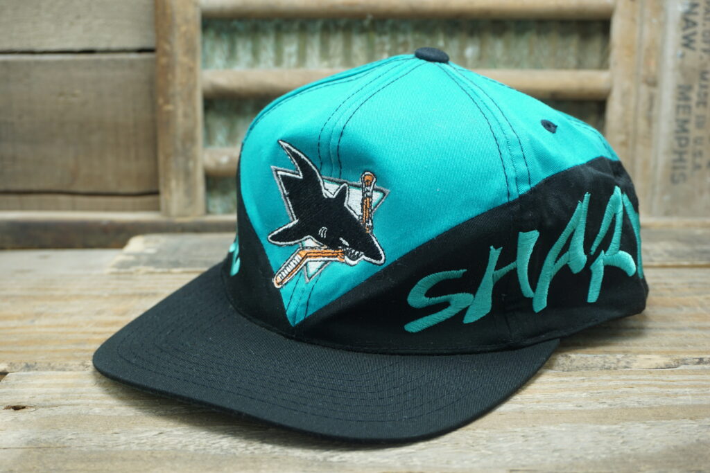 San Jose Sharks Hockey Retro Vintage Snapback Hat Cap White/aqua by