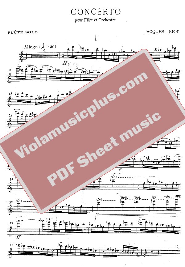 Ibert Flute concerto Flute sheet music